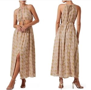 NWT ASTR The Label Chiffon Halter Neck Maxi Dress with Cut Outs (M)‎ #0558